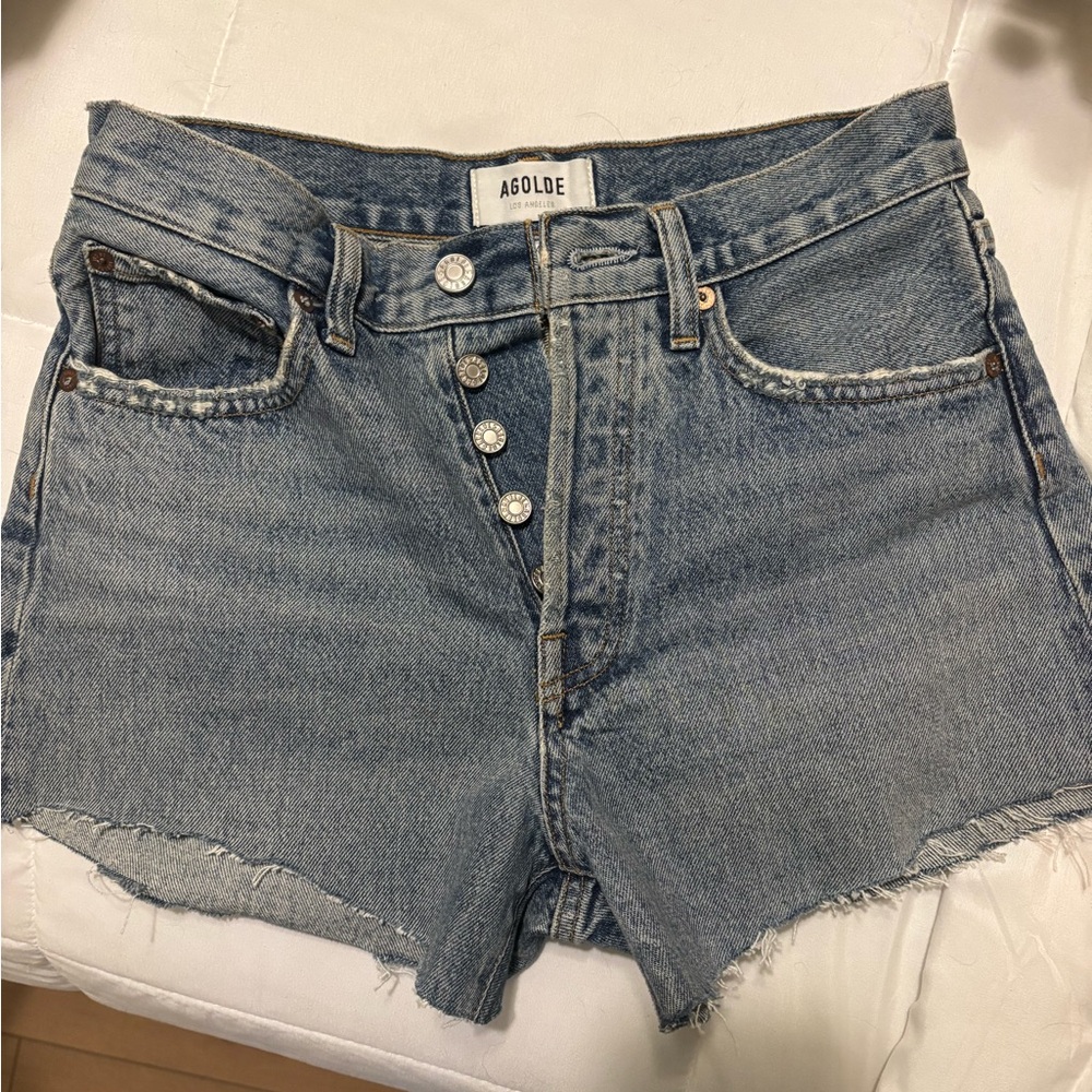 Agolde Light Blue Jean Shorts